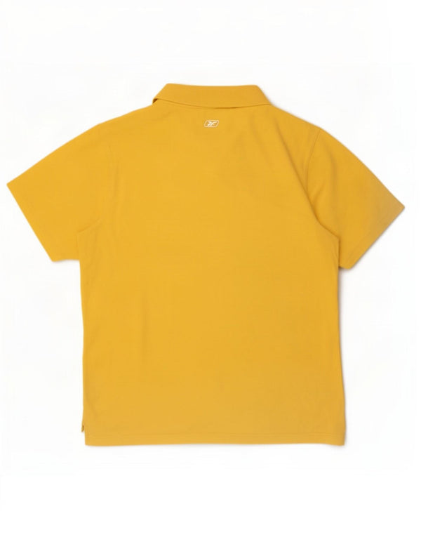 Reebok Mens Graphic Polo Shirt Large Yellow Cotton