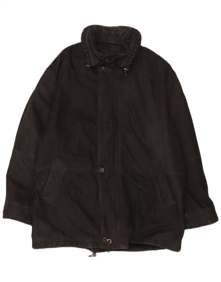 CONBIPEL Mens Leather Coat IT 54 XL Black Leather