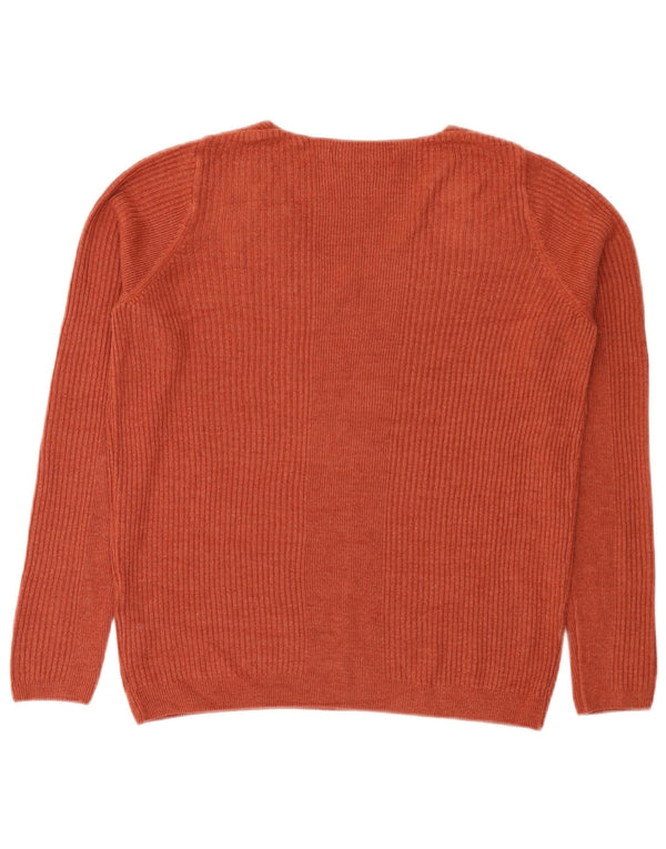 Maglione da donna con scollo a V Marks & Spencer UK 12 Acrilico arancione medio