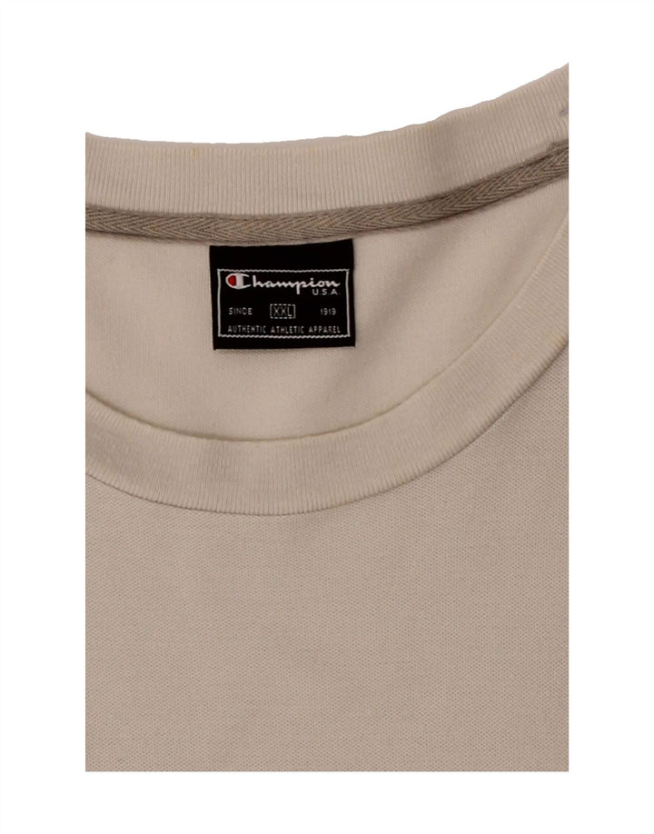 CHAMPION Mens T-Shirt Top 2XL Off White Cotton Vintage Champion and Second-Hand Champion from Messina Hembry 