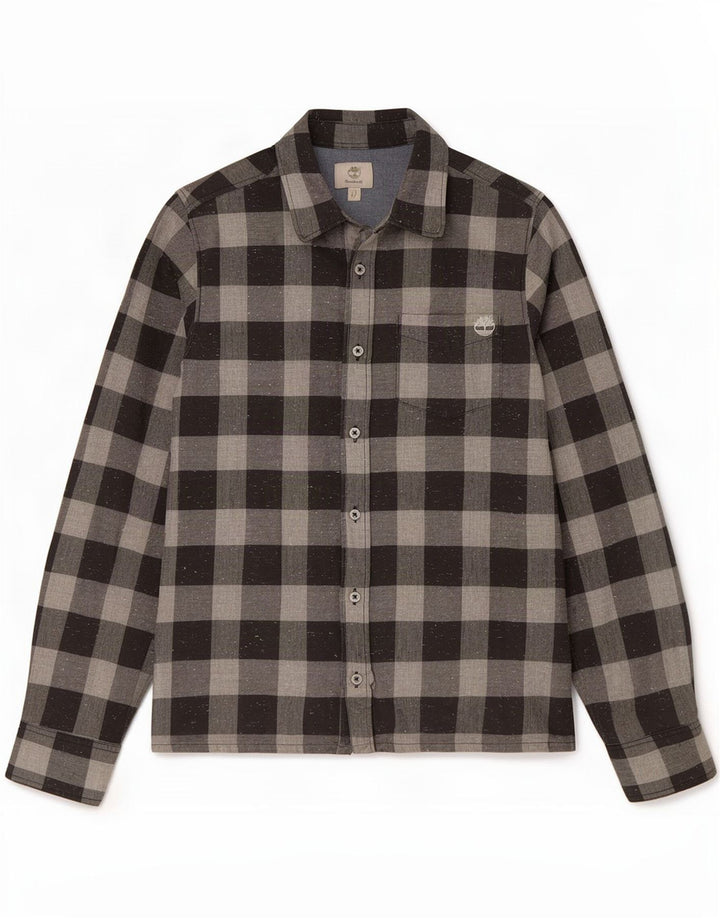 Timberland Boys Flannel Shirt 13-14 Years Small Grey Gingham Cotton