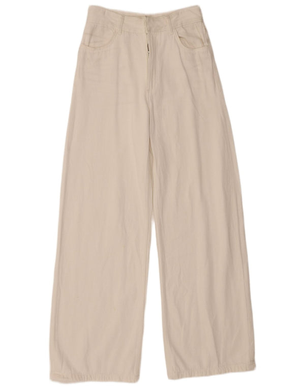 Zara Womens High Waist Wide Leg Jeans EU 36 XS W26 L31 White Cotton