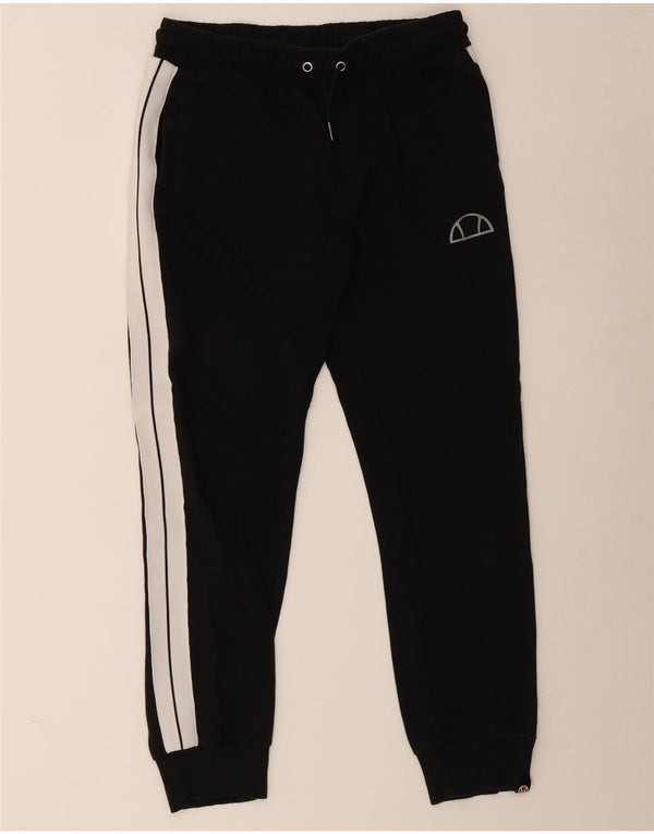 Ellesse Mens Tracksuit Trousers Joggers Large Black Colourblock Cotton
