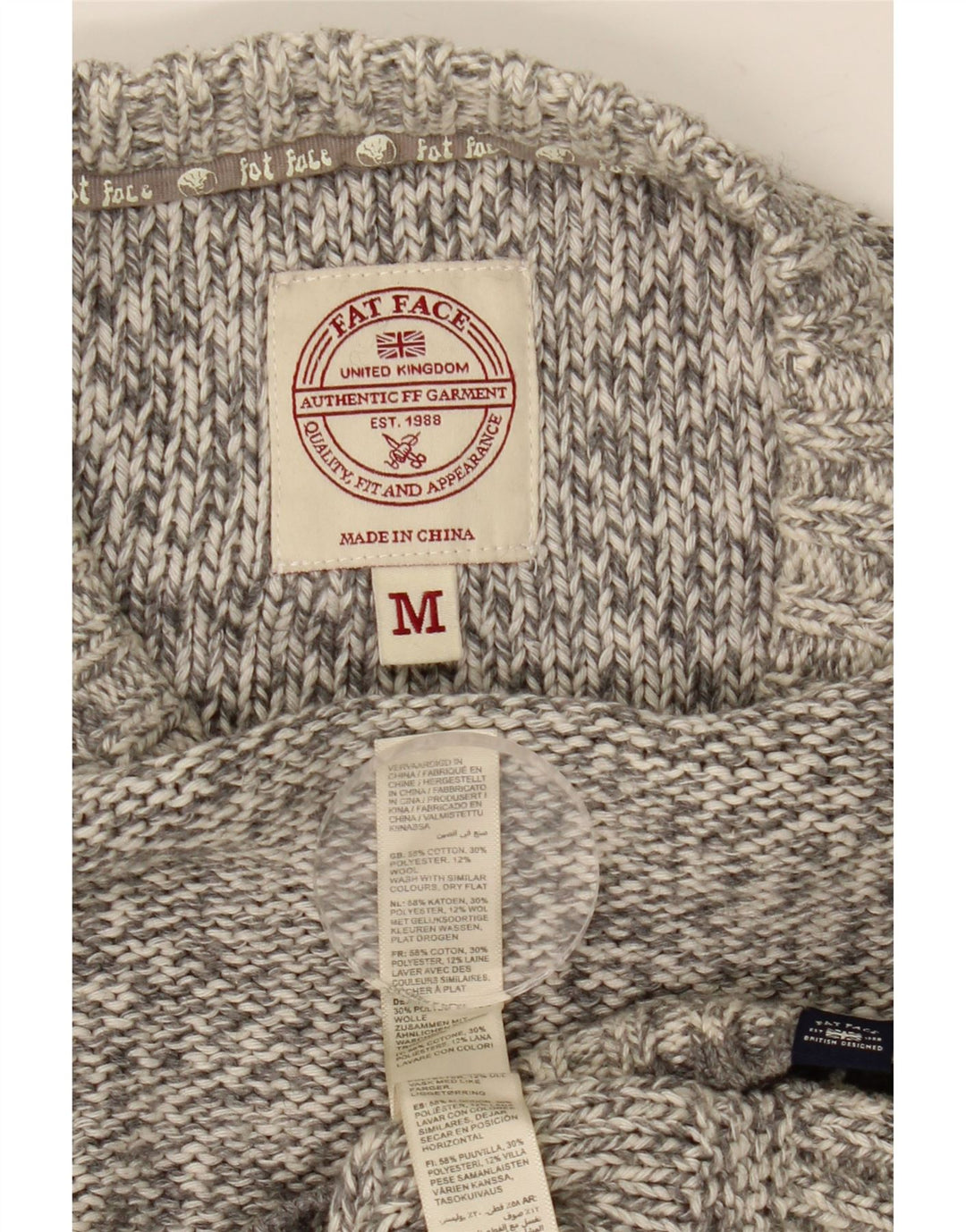 Fat Face Mens Crew Neck Jumper Sweater Medium Grey Flecked Cotton