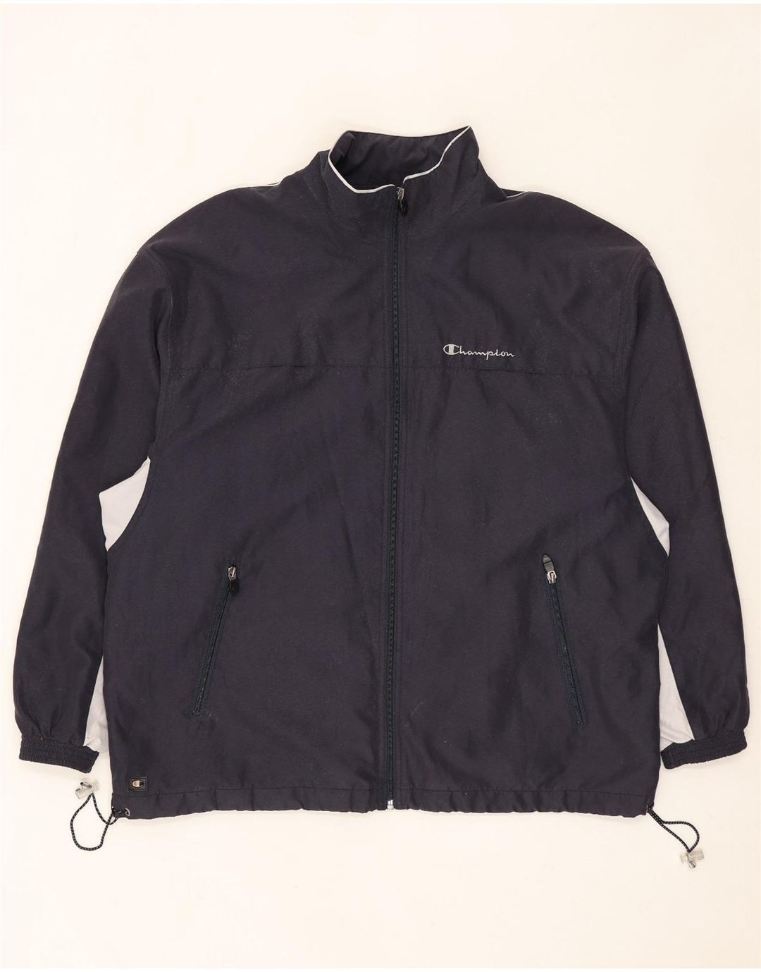 Champion Mens Tracksuit Top Jacket Large Navy Blue Colourblock Polyester