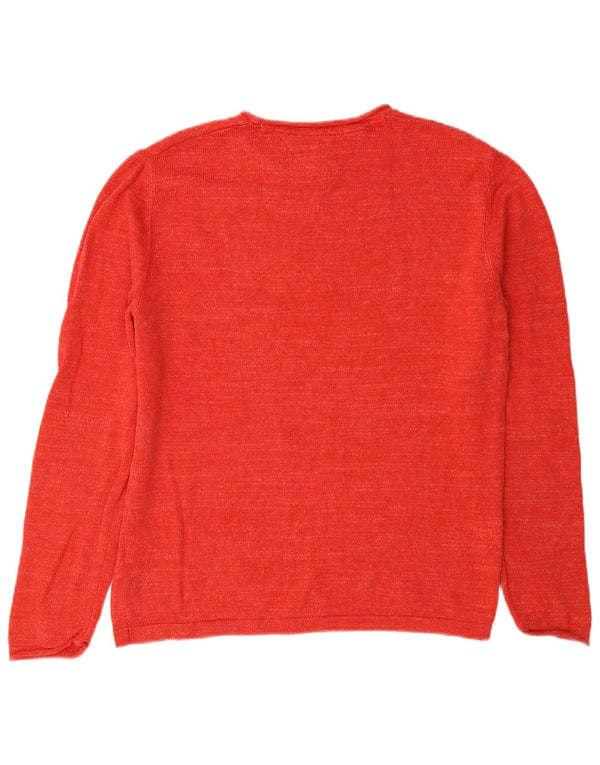 Pulover Tommy Hilfiger pentru femei, supradimensionat, cu gât de barcă, UK 6 XS, bumbac roșu
