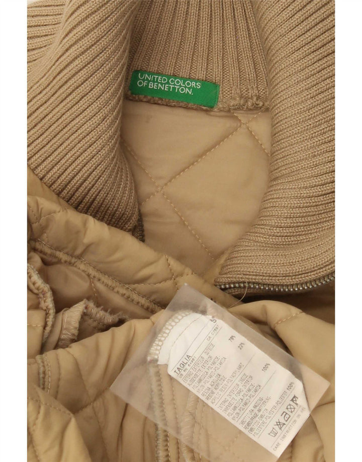 Benetton Womens Quilted Jacket UK 10 Small Beige Polyamide