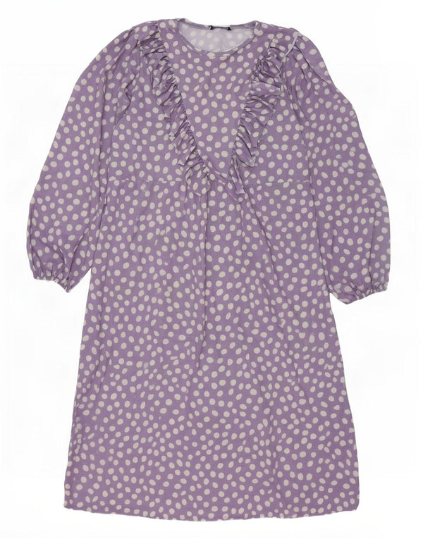 Rochie maxi supradimensionată pentru femei Zara, cu volane în față, UK 10, mov cu pete mici