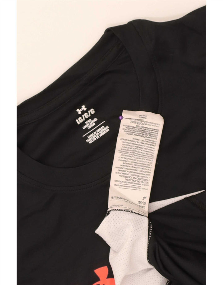 Under Armour Mens Fitted T-Shirt Top Large Black Colourblock Polyester