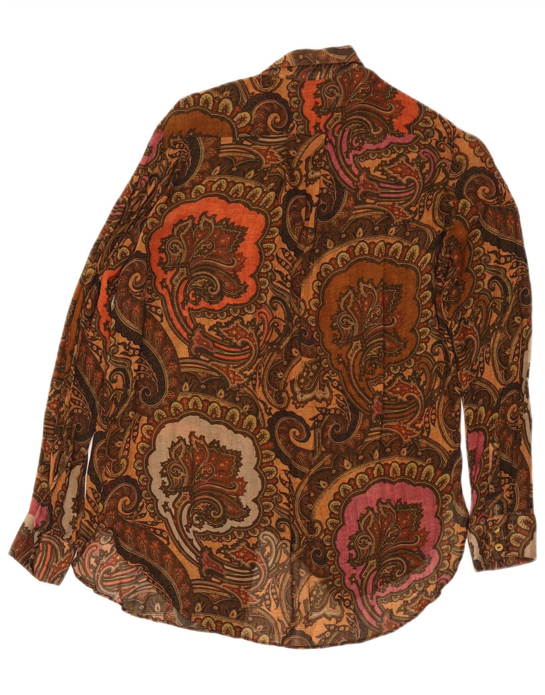 Massimo Dutti Womens Oversized Shirt EU 34 2XS Brown Paisley