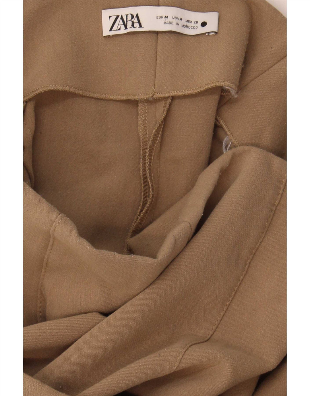 Zara Womens Wide Leg Cropped Trousers Medium W29 L25 Beige