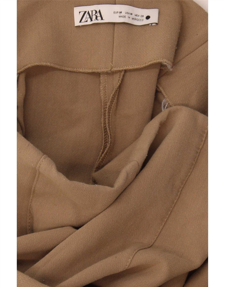 Zara Womens Wide Leg Cropped Trousers Medium W29 L25 Beige