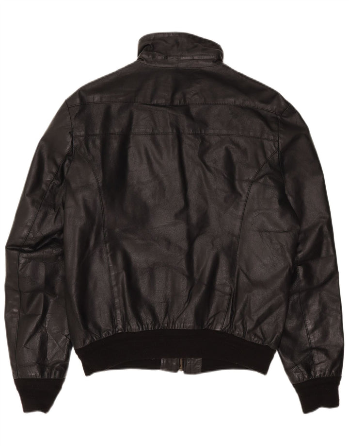 Sasch Mens Leather Jacket UK 40 Large Black Leather