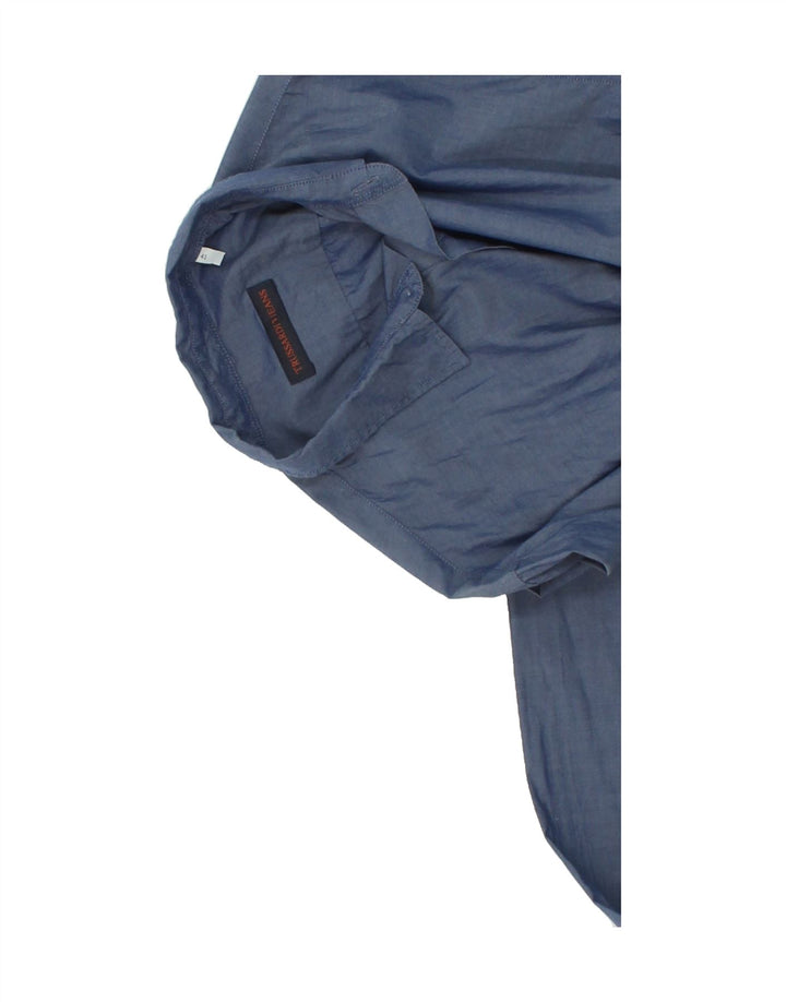 TRUSSARDI Mens Shirt Size 41 Medium Navy Blue Cotton Vintage Trussardi and Second-Hand Trussardi from Messina Hembry 