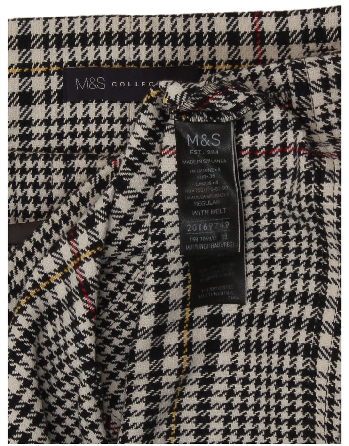 Marks & Spencer Dame Mini-nederdel UK 8 Small W26 Black Houndstooth Bomuld