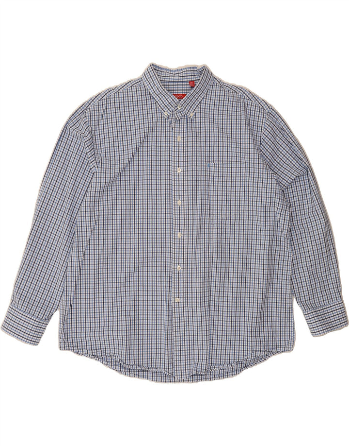 IZOD Mens Shirt 2XL Blue Check Cotton Vintage Izod and Second-Hand Izod from Messina Hembry 