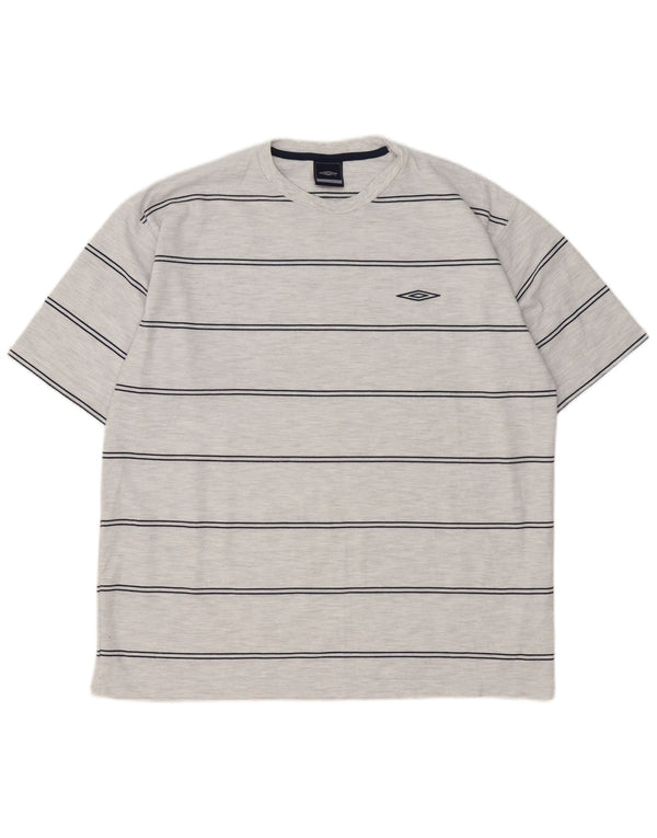 Umbro Mens T-Shirt Top XL Grey Striped Polyester