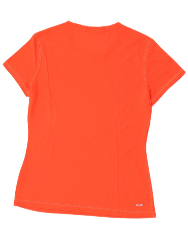 Adidas Womens Climalite T-Shirt Top UK 12/14 Medium Orange