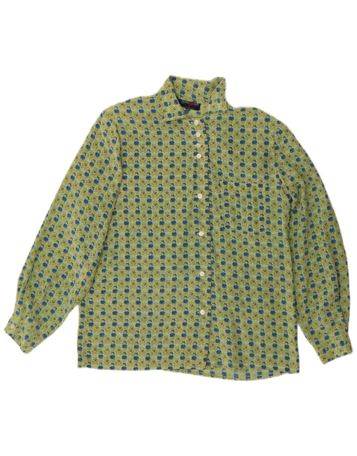 Balloon Womens Graphic Oversized Shirt Blouse EU 36 Small Green Silk
