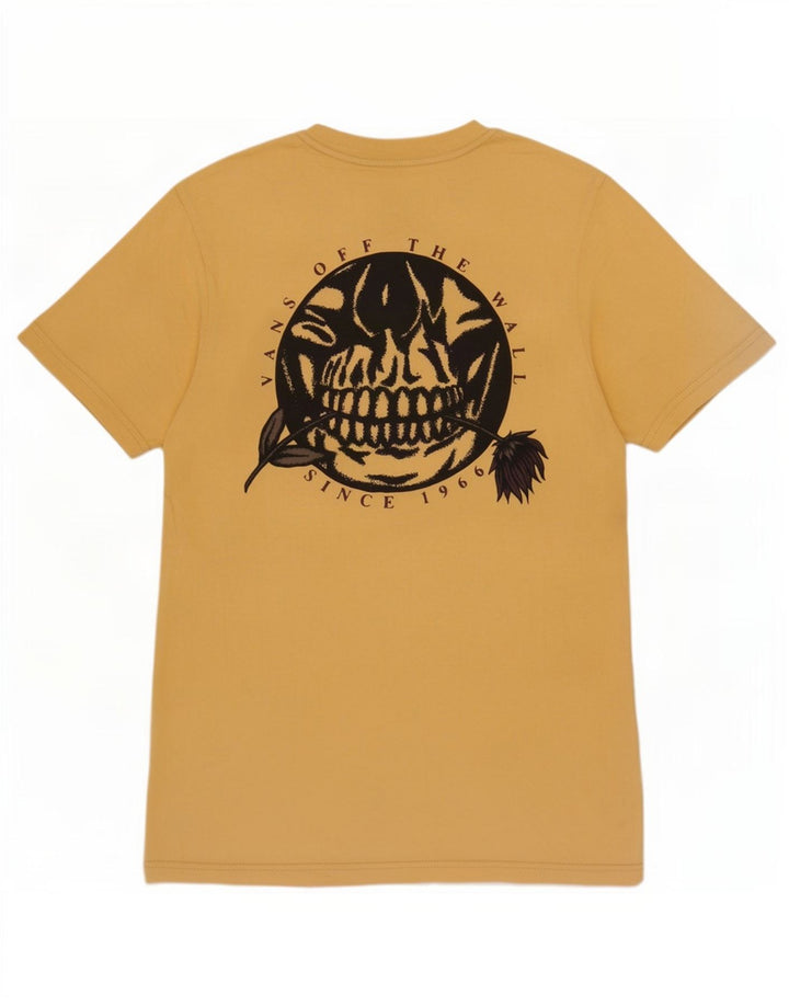 Vans Mens Custom Fit Graphic T-Shirt Top Small Yellow Cotton