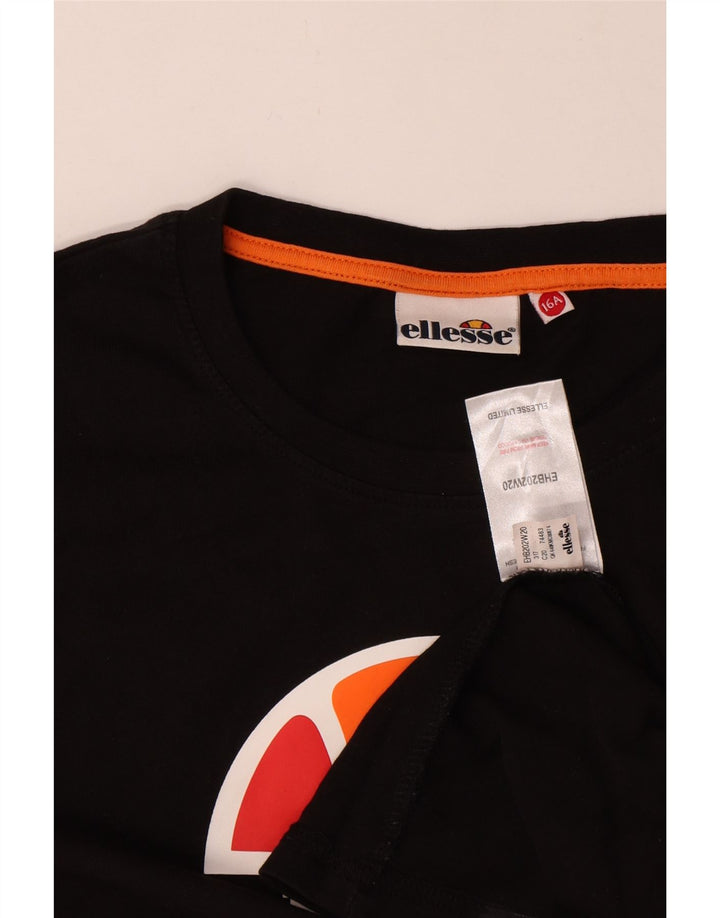 Ellesse Boys Graphic Top Long Sleeve 15-16 Years Black Cotton