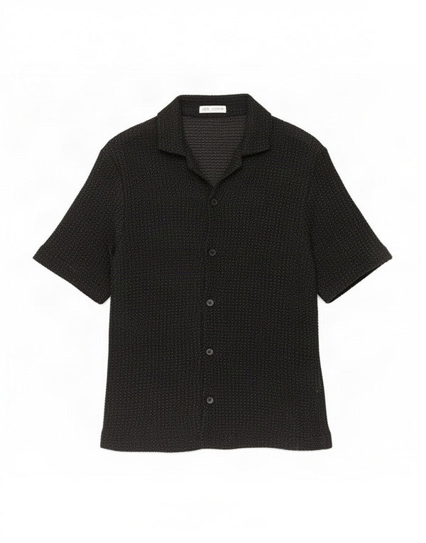 Chemise À Manches Courtes Homme Zara Homme Coton Chiné Noir Moyen