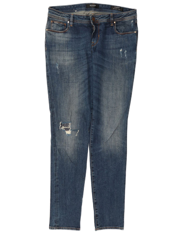 Guess Womens Starlet Distressed Low Skinny Jeans W30 L32 Blue Cotton