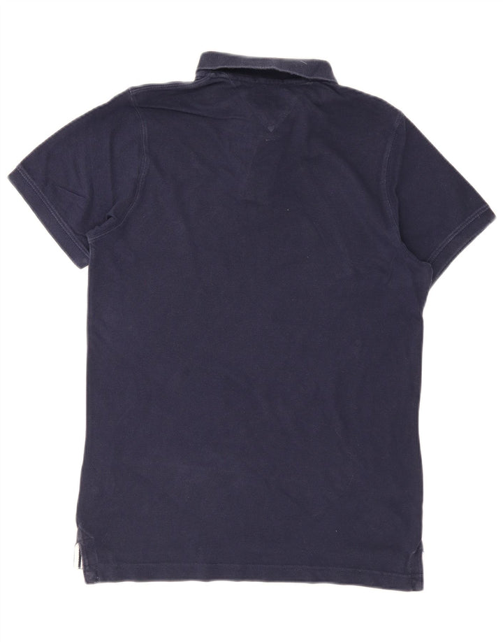 Tommy Hilfiger Herren-Poloshirt, mittelmarineblaue Baumwolle