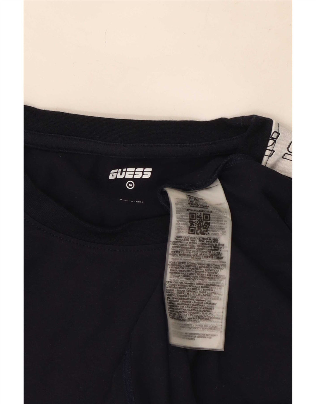 Guess Mens Graphic T-Shirt Top Medium Navy Blue Colourblock Cotton
