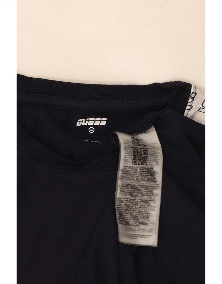 Guess Mens Graphic T-Shirt Top Medium Navy Blue Colourblock Cotton