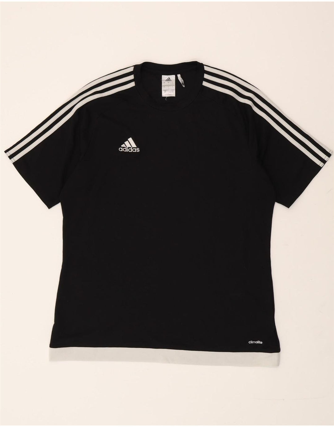 ADIDAS Mens Climalite T-Shirt Top Large Black Colourblock Polyester