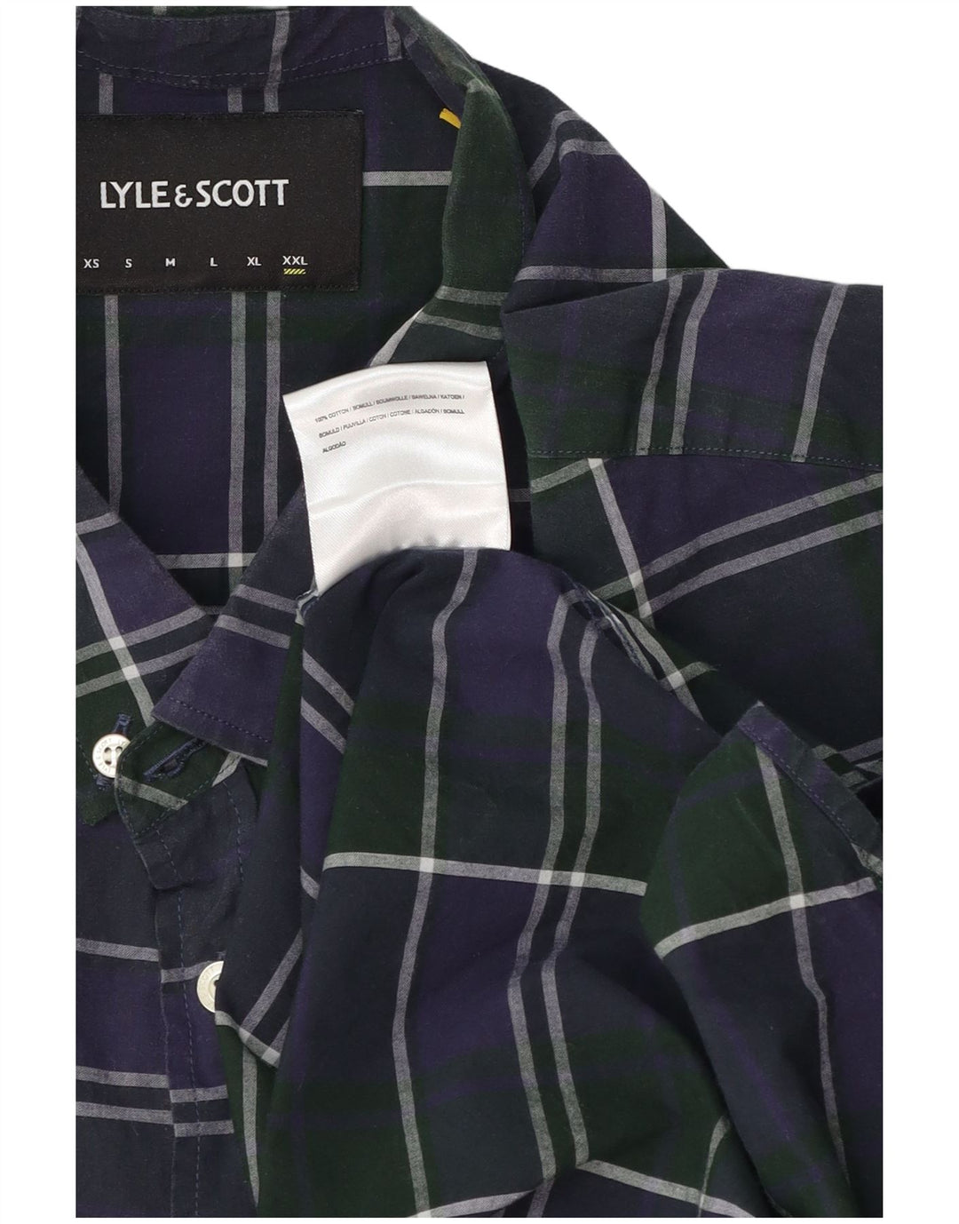 Lyle & Scott herreskjorte 2XL marineblå ternet bomuld