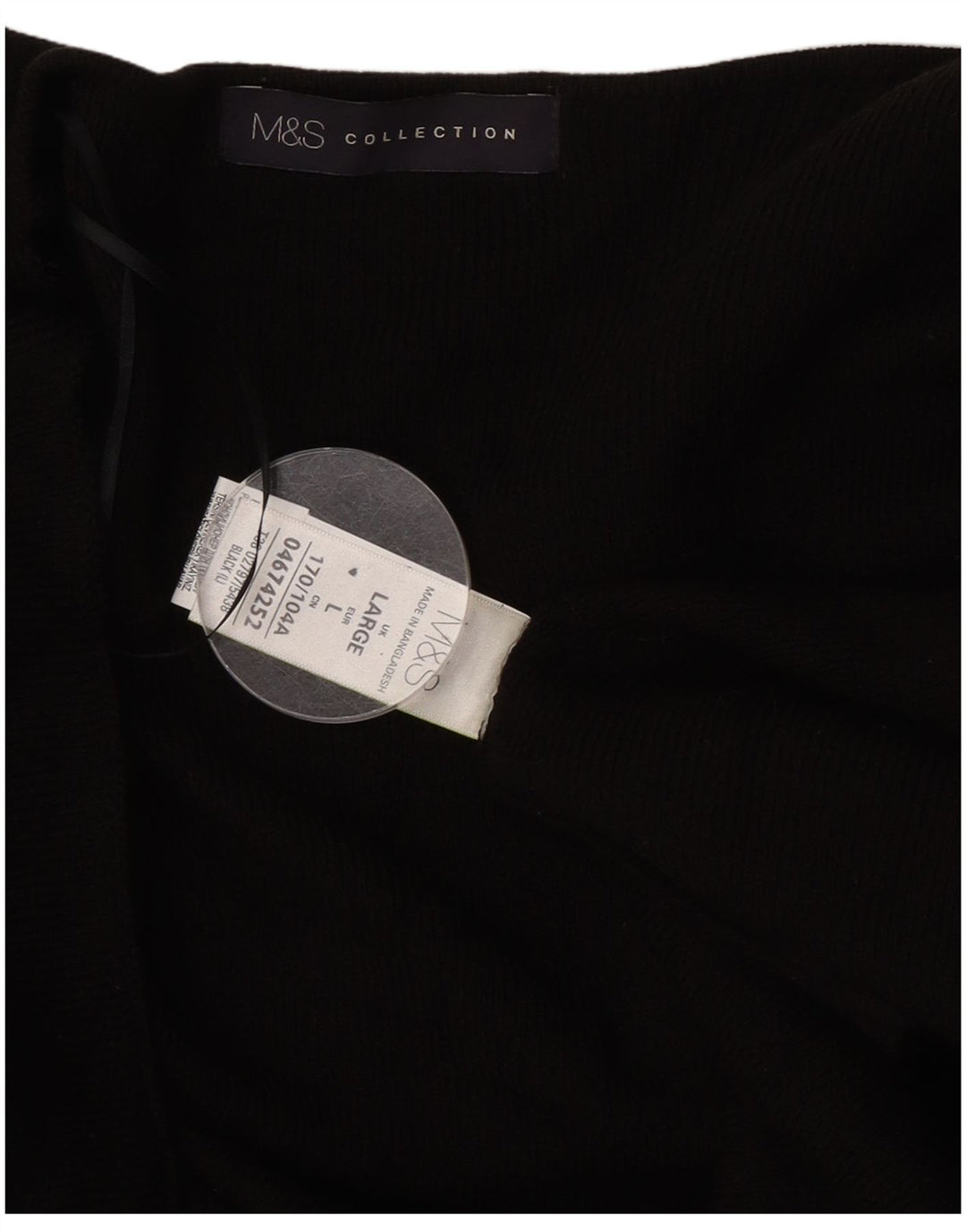 Marks & Spencer Womens Open Cardigan Sweater UK 16 Large Black Acrylic