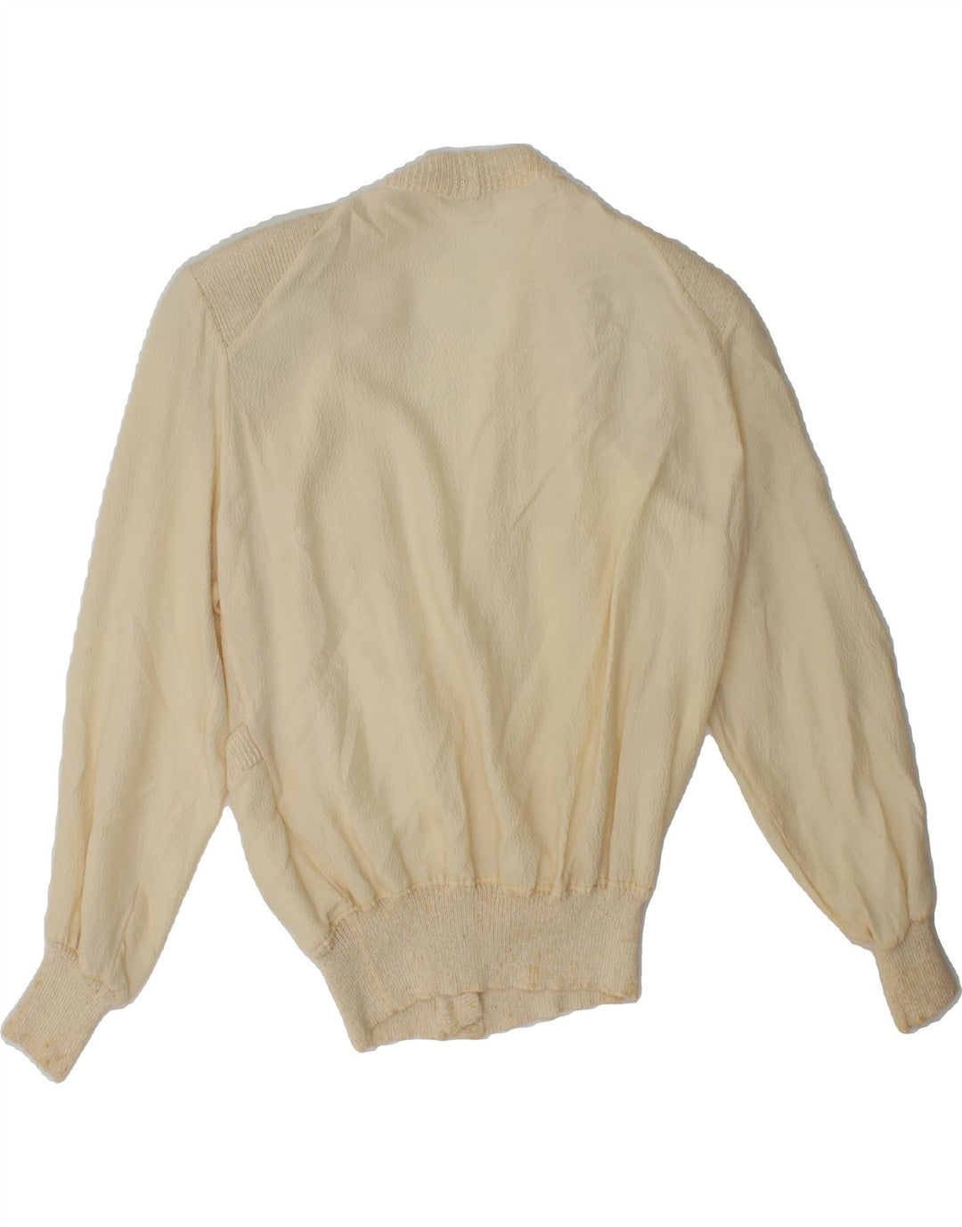 VINTAGE Womens Crop Cardigan Sweater UK 12 Medium Off White Vintage Vintage and Second-Hand Vintage from Messina Hembry 