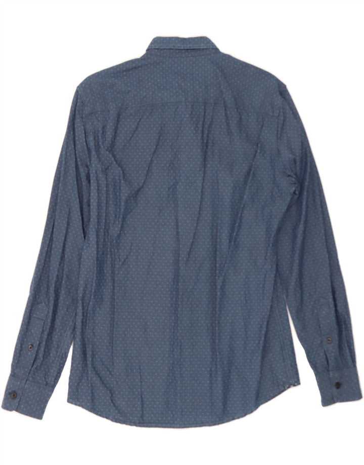 BENETTON Mens Shirt Medium Navy Blue Spotted Cotton Vintage Benetton and Second-Hand Benetton from Messina Hembry 