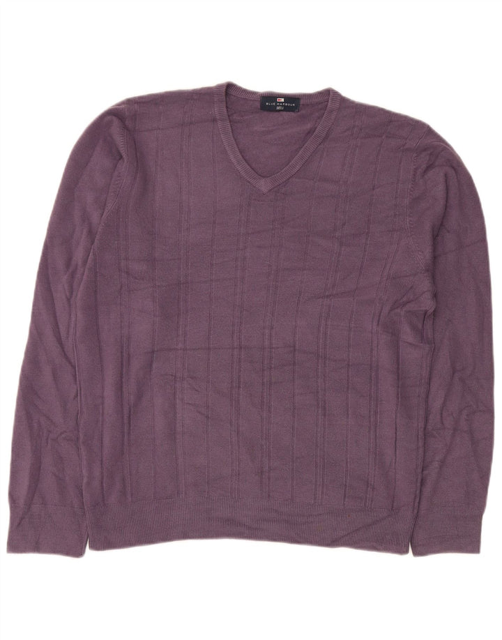 MARKS & SPENCER Maglione da uomo con scollo a V blu Harbour viola medio