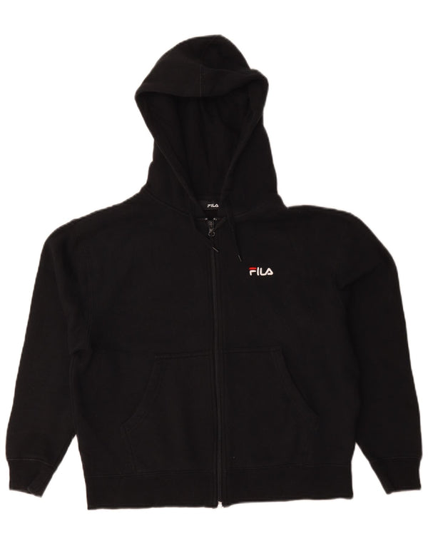 Fila Womens Zip Hoodie Sweater UK 14 Medium Black Cotton