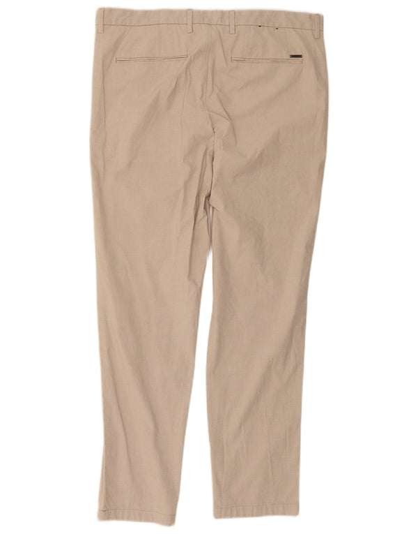 Hugo Boss Mens Slim Chino Trousers EU 50 Large W36 L28 Beige Cotton