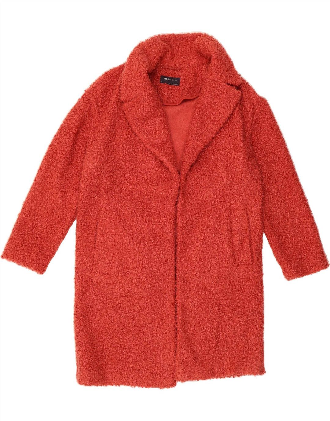 MARKS & SPENCER Womens Overcoat UK 14 Large Red Polyester Vintage Marks & Spencer and Second-Hand Marks & Spencer from Messina Hembry 