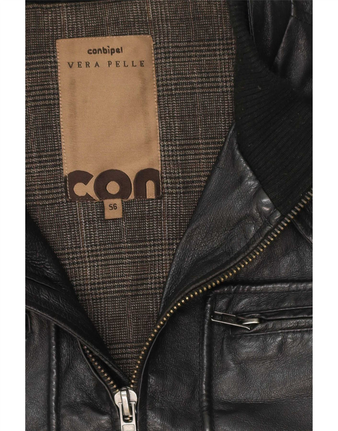 Conbipel Mens Leather Utility Jacket UK 38 Medium Black