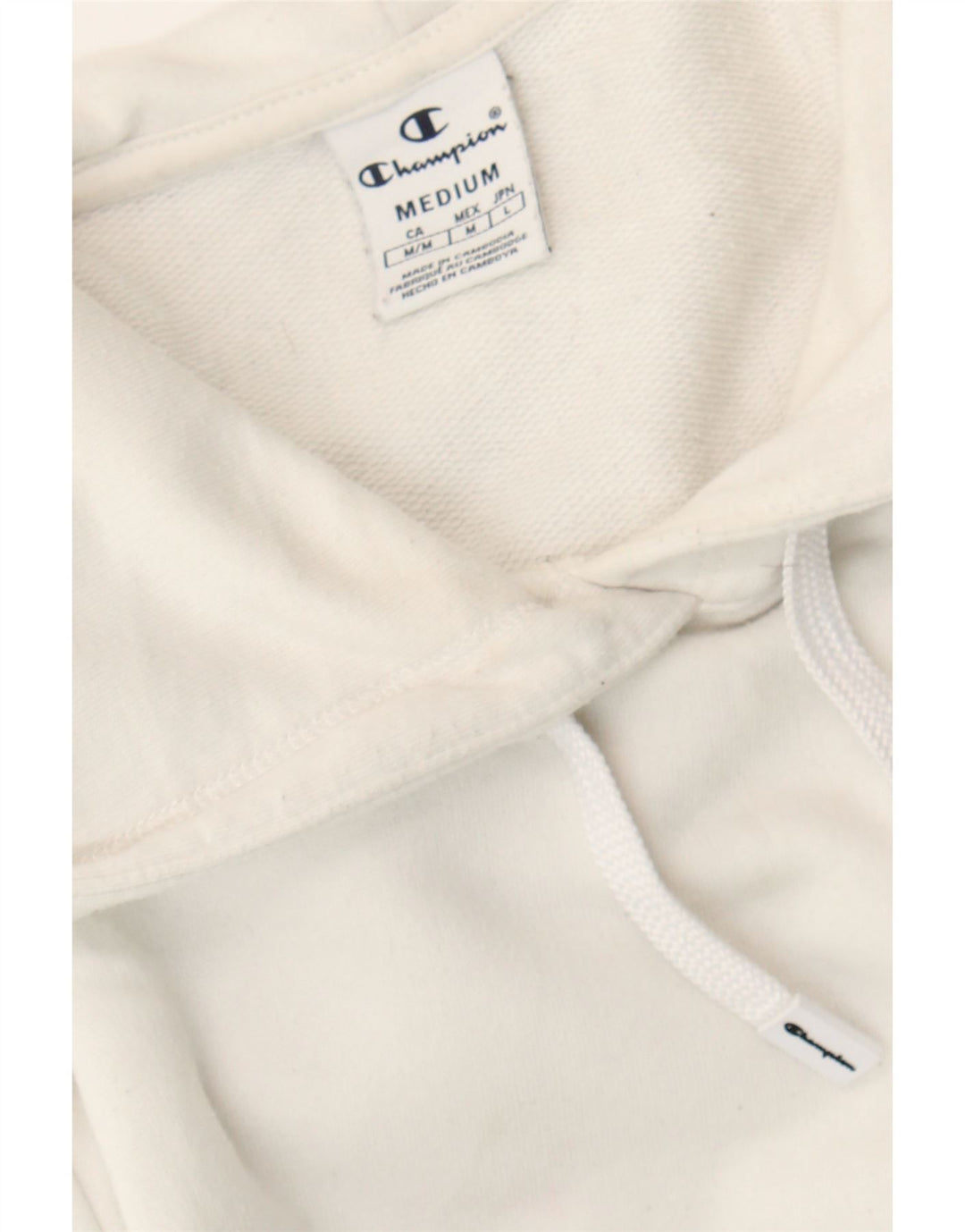 CHAMPION Womens Hoodie Jumper UK 14 Medium White Cotton Vintage Champion and Second-Hand Champion from Messina Hembry 