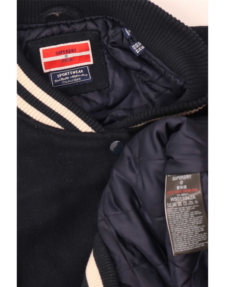 Superdry Veste Varsity surdimensionnée pour femme UK 16 Large Bleu marine Colourblock