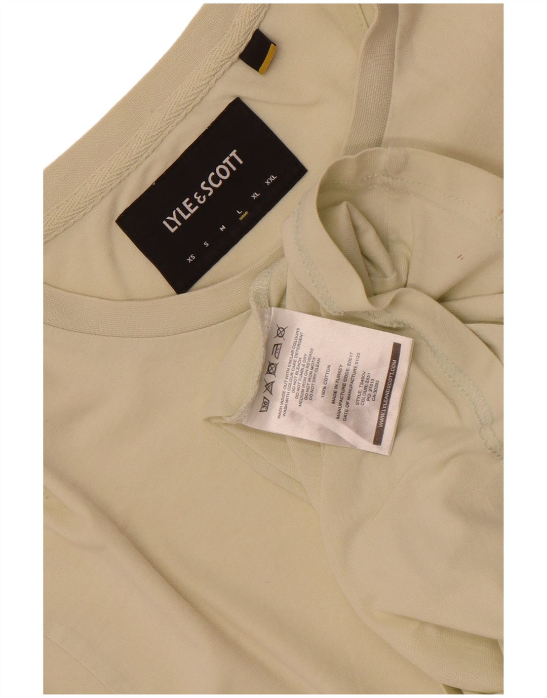 Lyle & Scott Mens T-Shirt Top Large Beige Cotton