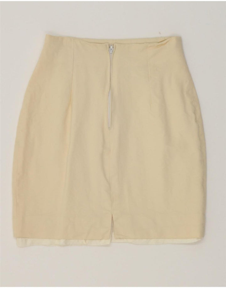VINTAGE Womens Pencil Skirt W26 Small Beige Acetate Vintage Vintage and Second-Hand Vintage from Messina Hembry 