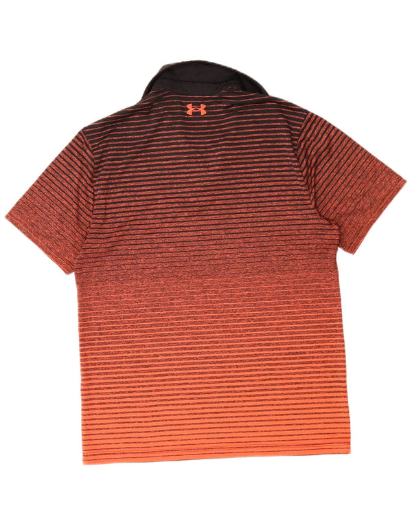 Polo Under Armour da uomo Heat Gear in poliestere a righe arancione medio