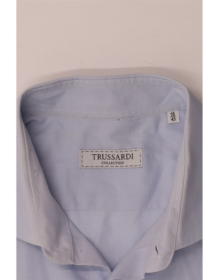 Trussardi Mens Shirt Size 45 18 2XL Blue