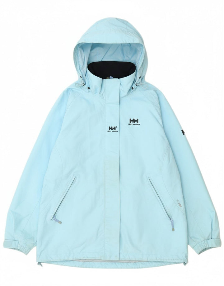 Helly Hansen Womens Hooded Rain Jacket UK 18 XL Blue Polyester