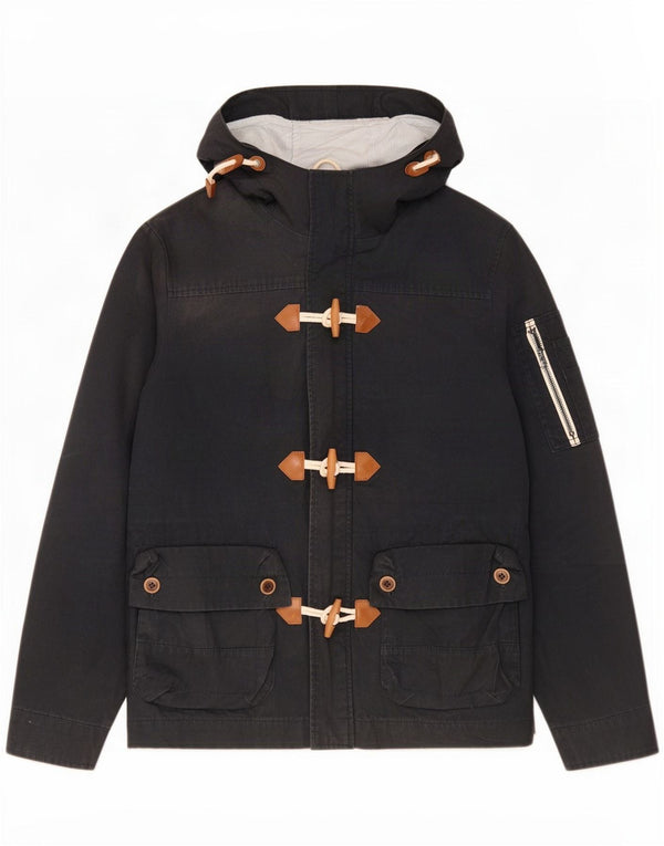 Zara - Chaqueta de lona con capucha para hombre, talla 40, algodón negro grande