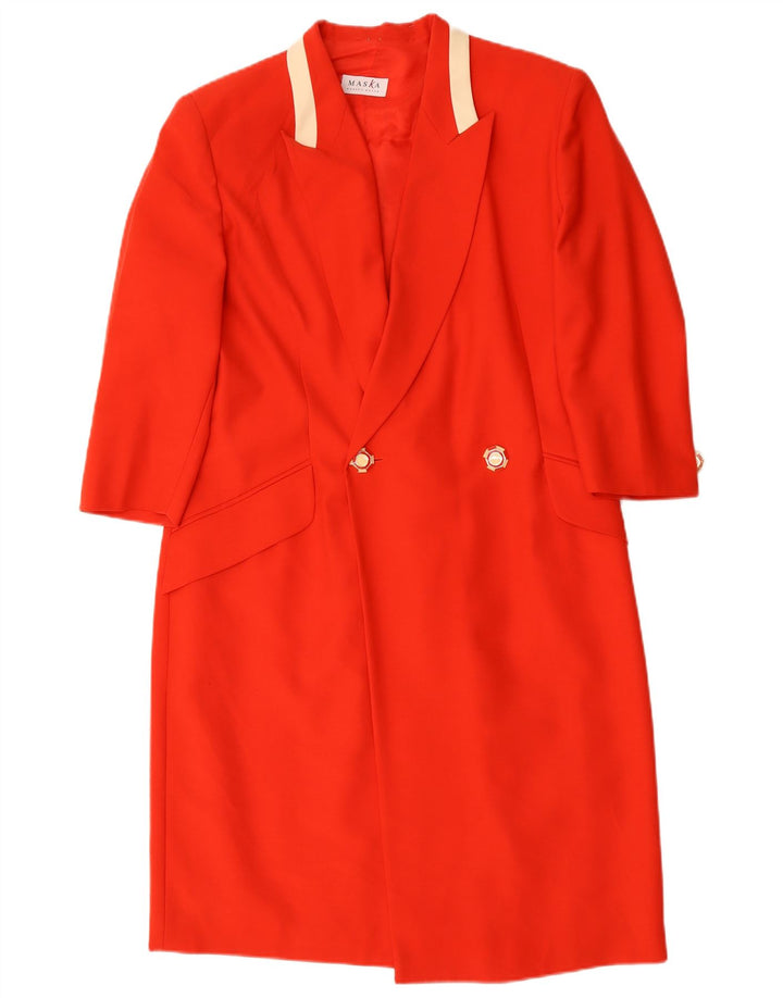 Maska Womens Double Breasted Coat UK 14 Medium Red Colourblock Virgin Wool