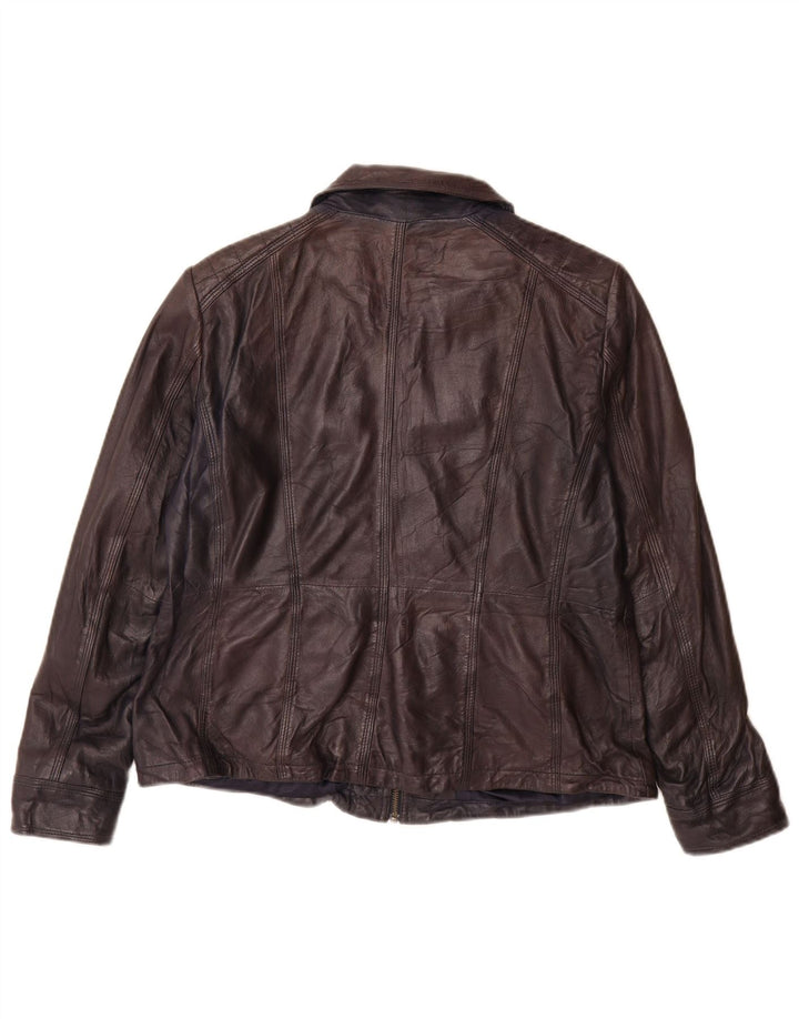 Mainpol Womens Leather Jacket UK 16 Large  Navy Blue Leather